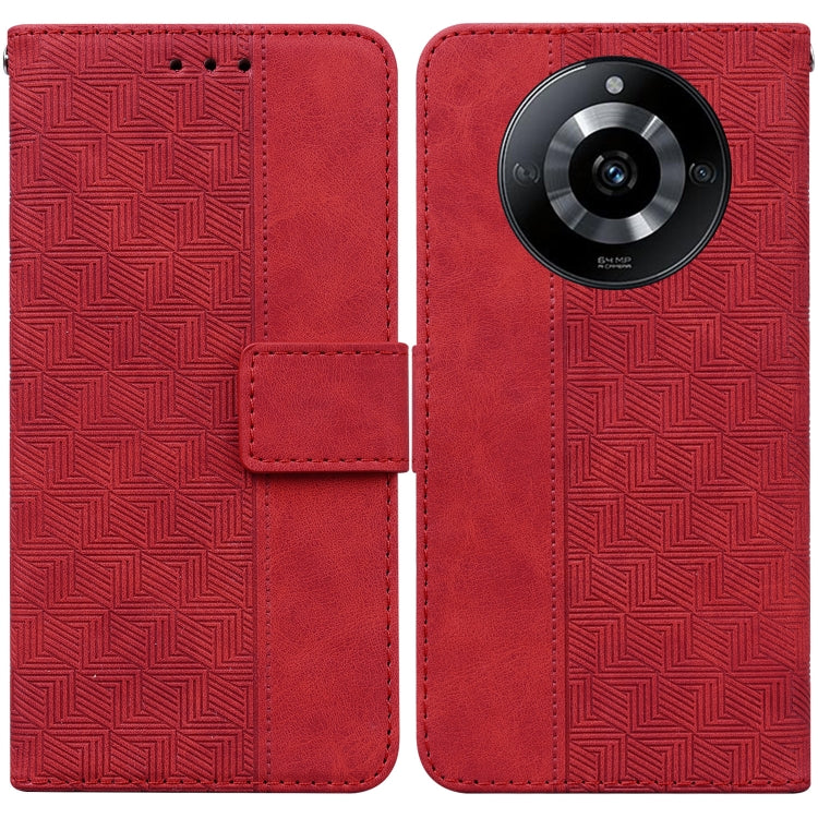Custodia per telefono in pelle goffrata geometrica, For Realme 12 Pro+ Global, For Realme C67 4G Global, For Realme 11 4G Global, For Realme 11 5G/Narzo 60 India Version