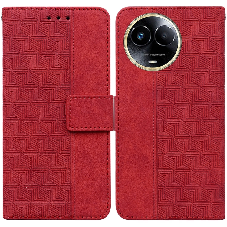Custodia per telefono in pelle goffrata geometrica, For Realme 11 5G Global, For Realme 11 Pro / 11 Pro+ / Narzo 60 Pro, For Realme C53 / Narzo N53, For Realme C65 4G