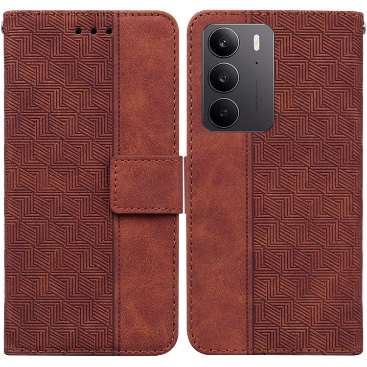 Custodia per telefono in pelle goffrata geometrica, For Realme 14 Pro+, For Realme 14 Pro, For Realme C75, For Realme 13+ Global