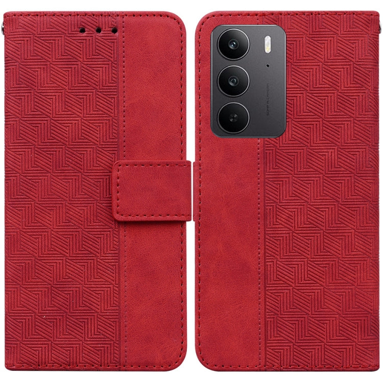 Custodia per telefono in pelle goffrata geometrica, For Realme 14 Pro+, For Realme 14 Pro, For Realme C75, For Realme 13+ Global