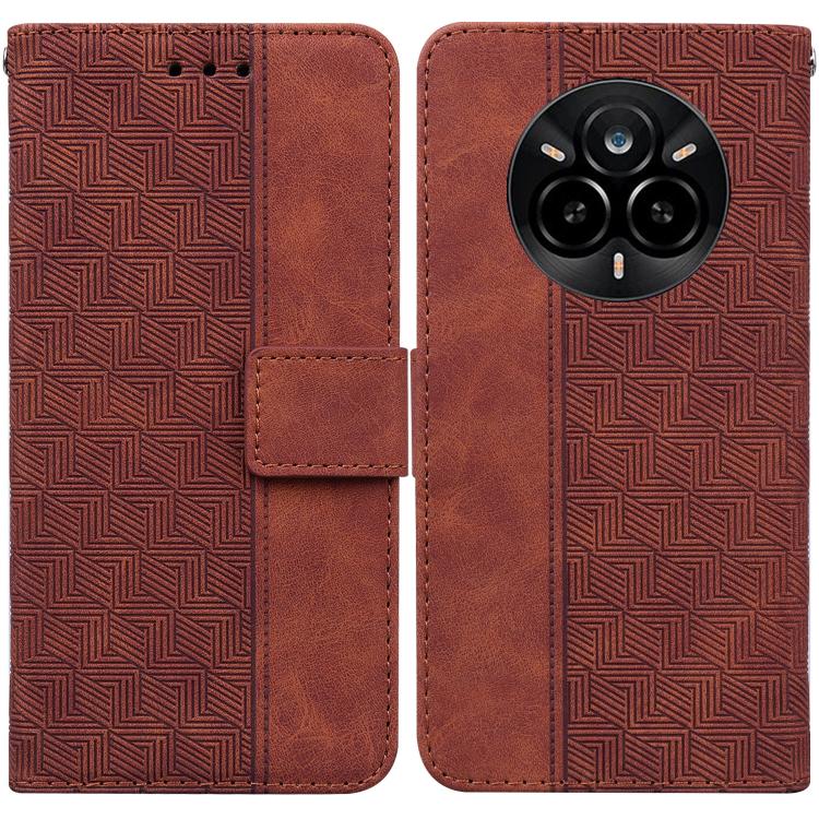 Custodia per telefono in pelle goffrata geometrica, For Realme 14 Pro+, For Realme 14 Pro, For Realme C75, For Realme 13+ Global