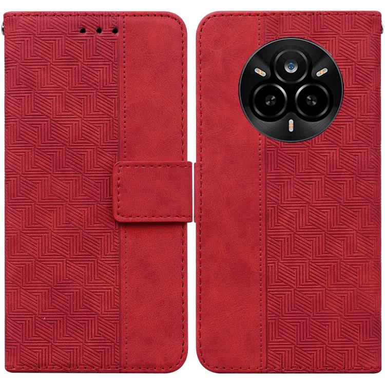 Custodia per telefono in pelle goffrata geometrica, For Realme 14 Pro+, For Realme 14 Pro, For Realme C75, For Realme 13+ Global