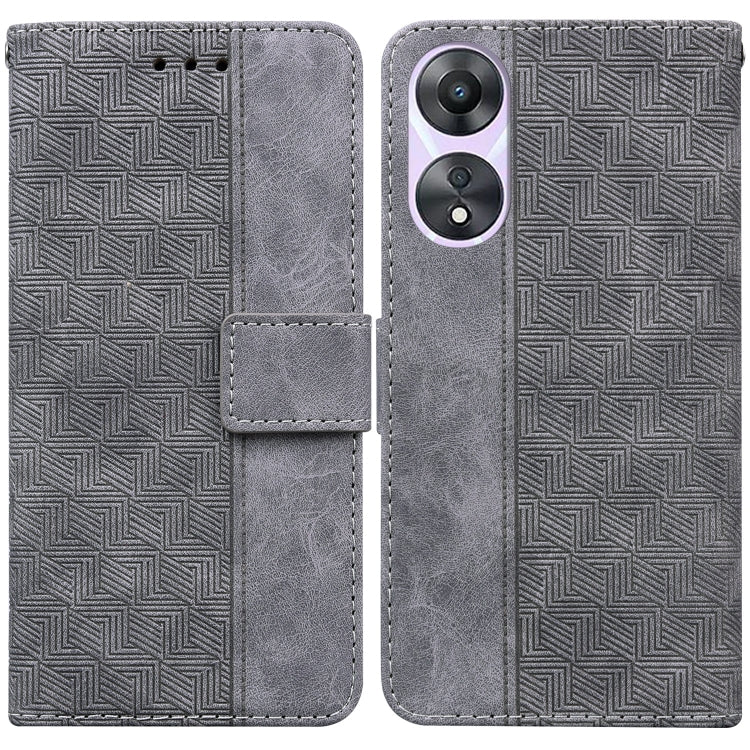 Custodia per telefono in pelle goffrata geometrica, For OPPO Reno11 Pro 5G Global, For OPPO A59 5G / A2M, For OPPO A38 4G / A18, For OPPO A58 4G