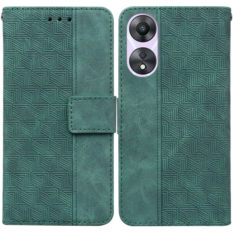 Custodia per telefono in pelle goffrata geometrica, For OPPO Reno11 Pro 5G Global, For OPPO A59 5G / A2M, For OPPO A38 4G / A18, For OPPO A58 4G