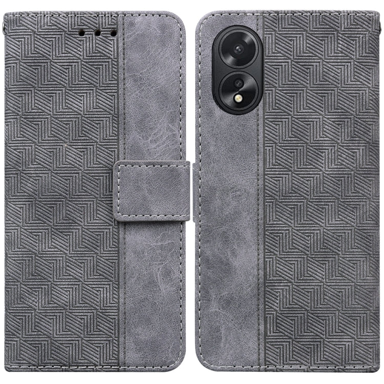 Custodia per telefono in pelle goffrata geometrica, For OPPO Reno11 Pro 5G Global, For OPPO A59 5G / A2M, For OPPO A38 4G / A18, For OPPO A58 4G
