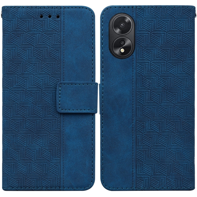 Custodia per telefono in pelle goffrata geometrica, For OPPO Reno11 Pro 5G Global, For OPPO A59 5G / A2M, For OPPO A38 4G / A18, For OPPO A58 4G