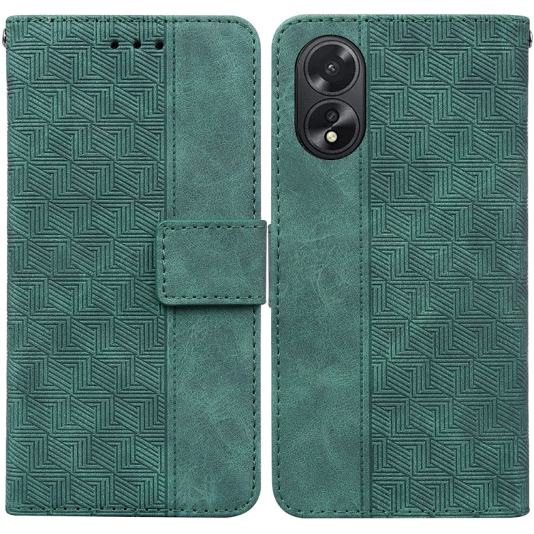 Custodia per telefono in pelle goffrata geometrica, For OPPO Reno11 Pro 5G Global, For OPPO A59 5G / A2M, For OPPO A38 4G / A18, For OPPO A58 4G