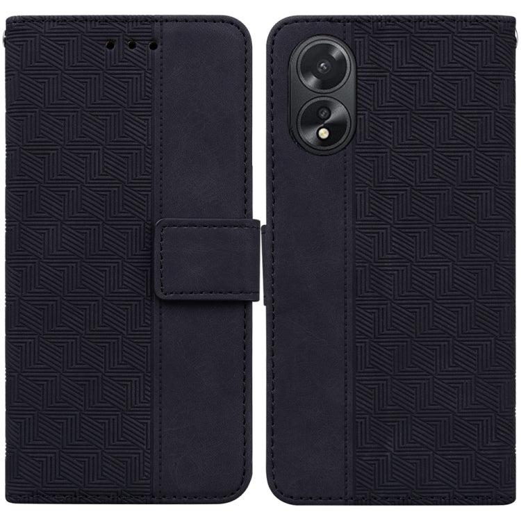 Custodia per telefono in pelle goffrata geometrica, For OPPO Reno11 Pro 5G Global, For OPPO A59 5G / A2M, For OPPO A38 4G / A18, For OPPO A58 4G