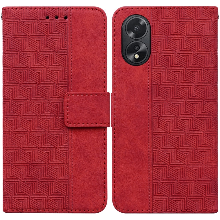 Custodia per telefono in pelle goffrata geometrica, For OPPO Reno11 Pro 5G Global, For OPPO A59 5G / A2M, For OPPO A38 4G / A18, For OPPO A58 4G
