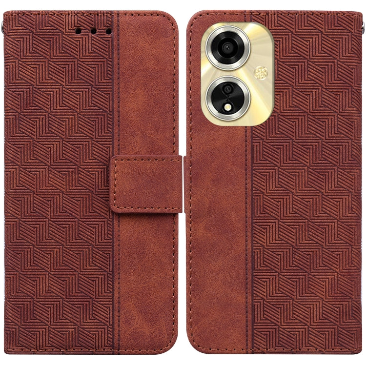 Custodia per telefono in pelle goffrata geometrica, For OPPO Reno11 Pro 5G Global, For OPPO A59 5G / A2M, For OPPO A38 4G / A18, For OPPO A58 4G
