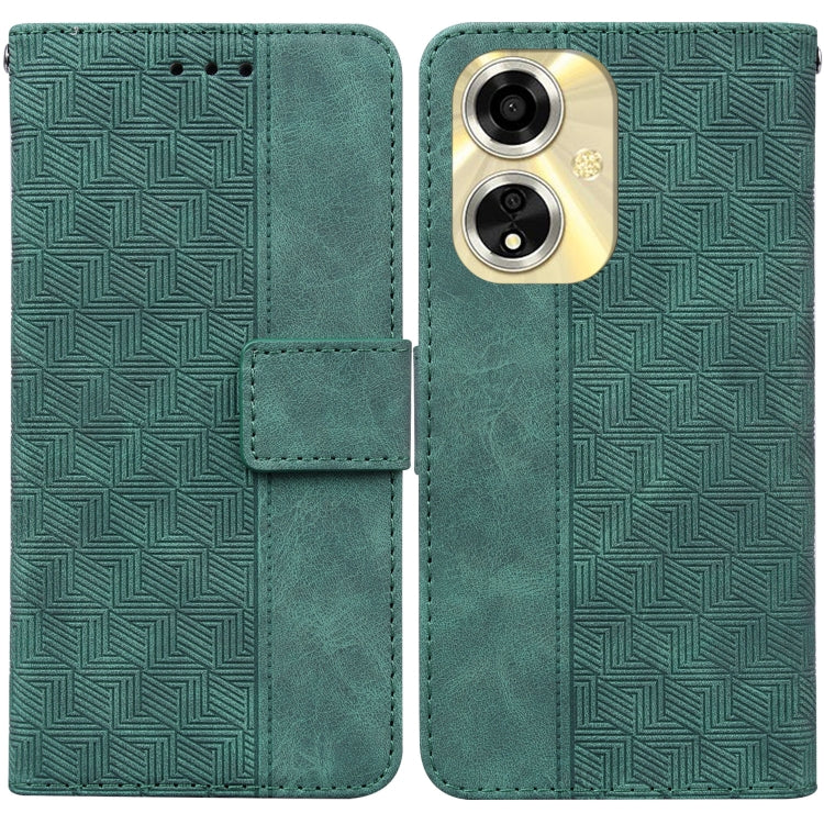 Custodia per telefono in pelle goffrata geometrica, For OPPO Reno11 Pro 5G Global, For OPPO A59 5G / A2M, For OPPO A38 4G / A18, For OPPO A58 4G