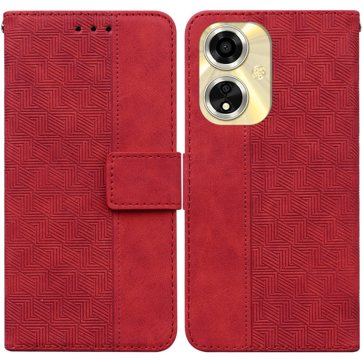 Custodia per telefono in pelle goffrata geometrica, For OPPO Reno11 Pro 5G Global, For OPPO A59 5G / A2M, For OPPO A38 4G / A18, For OPPO A58 4G