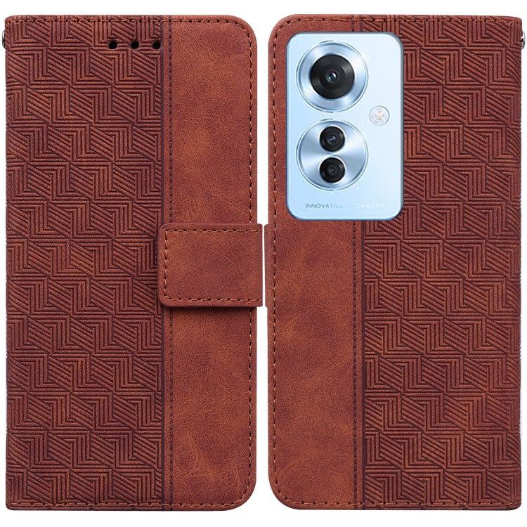 Custodia per telefono in pelle goffrata geometrica, For OPPO A3 Pro 5G, For OPPO F25 Pro 5G Global, For OPPO Reno11 F Global, For OPPO Reno11 Global