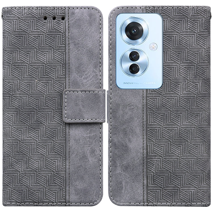 Custodia per telefono in pelle goffrata geometrica, For OPPO A3 Pro 5G, For OPPO F25 Pro 5G Global, For OPPO Reno11 F Global, For OPPO Reno11 Global