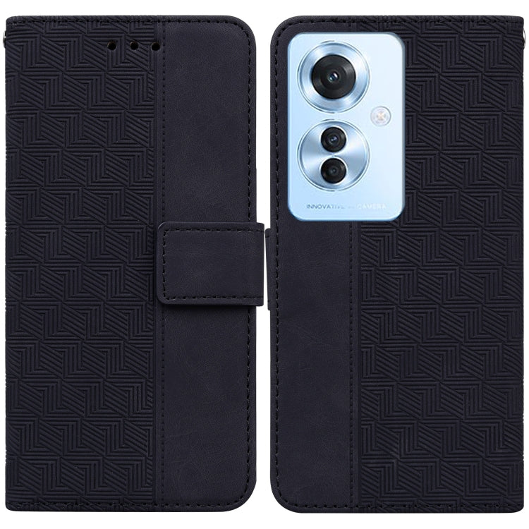 Custodia per telefono in pelle goffrata geometrica, For OPPO A3 Pro 5G, For OPPO F25 Pro 5G Global, For OPPO Reno11 F Global, For OPPO Reno11 Global