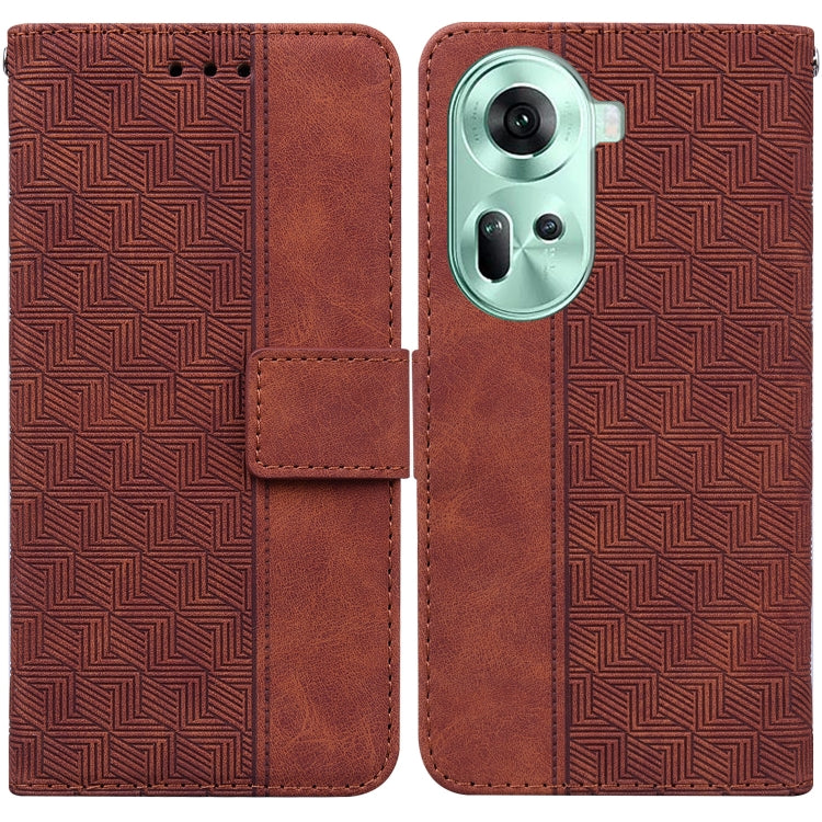 Custodia per telefono in pelle goffrata geometrica, For OPPO A3 Pro 5G, For OPPO F25 Pro 5G Global, For OPPO Reno11 F Global, For OPPO Reno11 Global