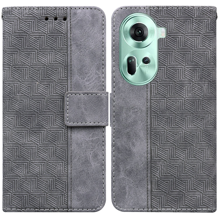 Custodia per telefono in pelle goffrata geometrica, For OPPO A3 Pro 5G, For OPPO F25 Pro 5G Global, For OPPO Reno11 F Global, For OPPO Reno11 Global