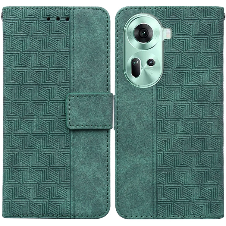 Custodia per telefono in pelle goffrata geometrica, For OPPO A3 Pro 5G, For OPPO F25 Pro 5G Global, For OPPO Reno11 F Global, For OPPO Reno11 Global