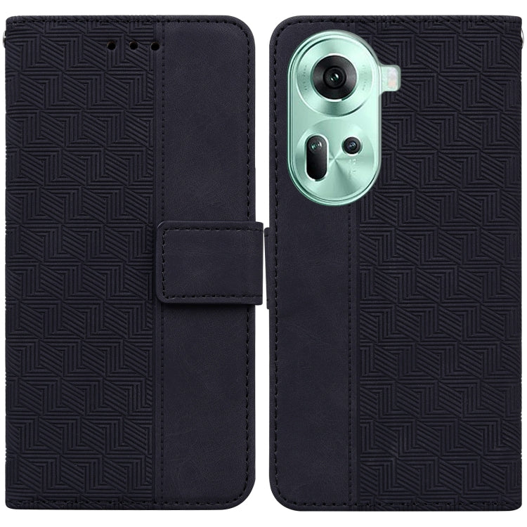 Custodia per telefono in pelle goffrata geometrica, For OPPO A3 Pro 5G, For OPPO F25 Pro 5G Global, For OPPO Reno11 F Global, For OPPO Reno11 Global