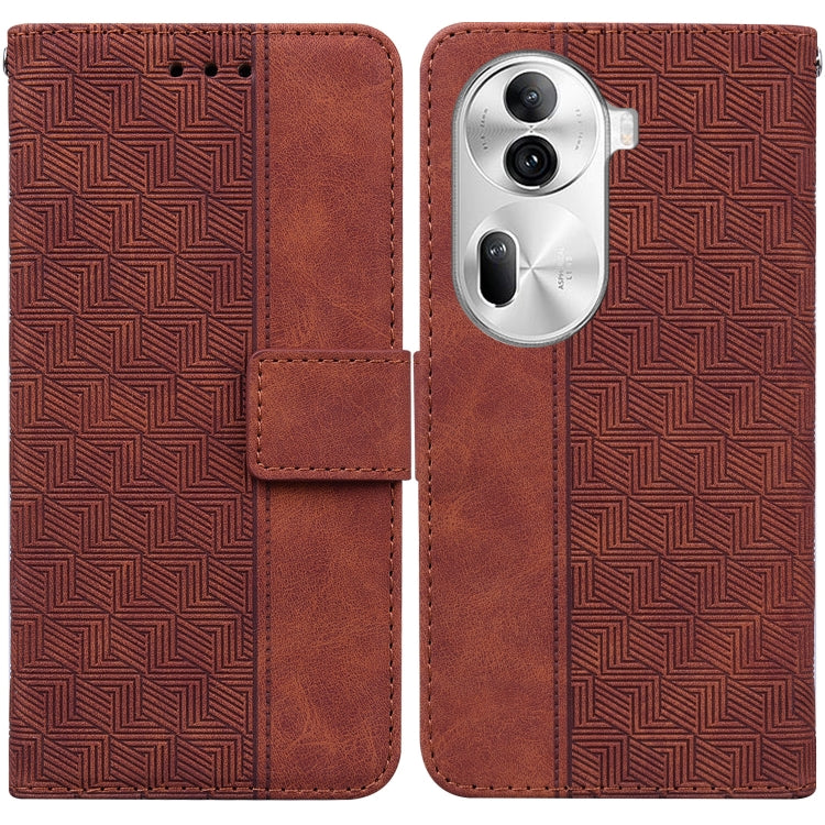 Custodia per telefono in pelle goffrata geometrica, For OPPO Reno11 Pro 5G Global, For OPPO A59 5G / A2M, For OPPO A38 4G / A18, For OPPO A58 4G