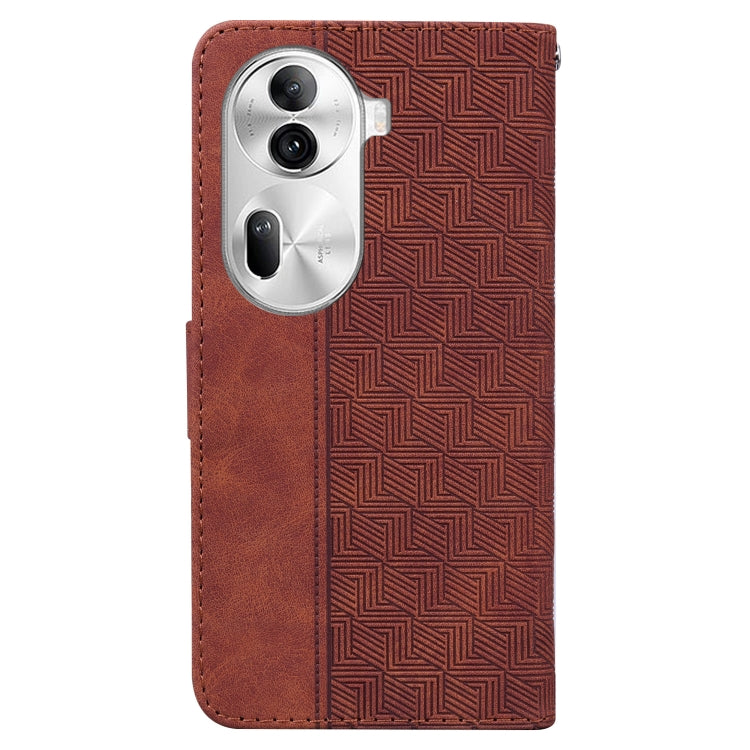 Custodia per telefono in pelle goffrata geometrica, For OPPO Reno11 Pro 5G Global, For OPPO A59 5G / A2M, For OPPO A38 4G / A18, For OPPO A58 4G