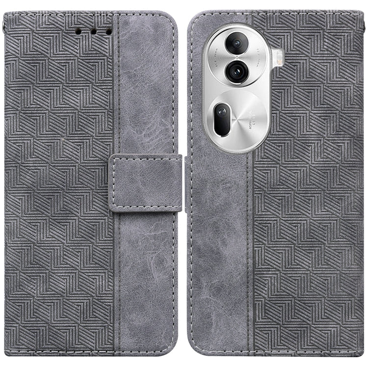 Custodia per telefono in pelle goffrata geometrica, For OPPO Reno11 Pro 5G Global, For OPPO A59 5G / A2M, For OPPO A38 4G / A18, For OPPO A58 4G