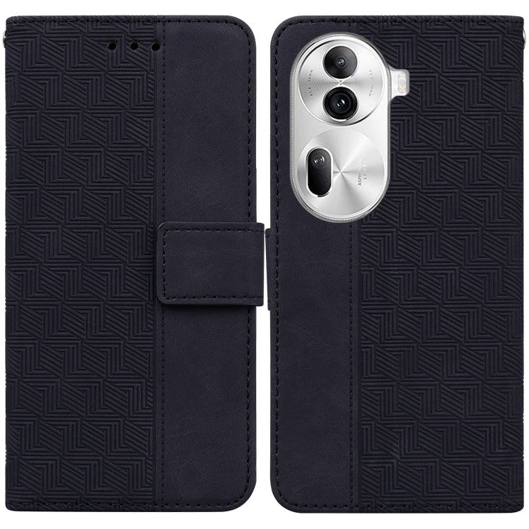Custodia per telefono in pelle goffrata geometrica, For OPPO Reno11 Pro 5G Global, For OPPO A59 5G / A2M, For OPPO A38 4G / A18, For OPPO A58 4G