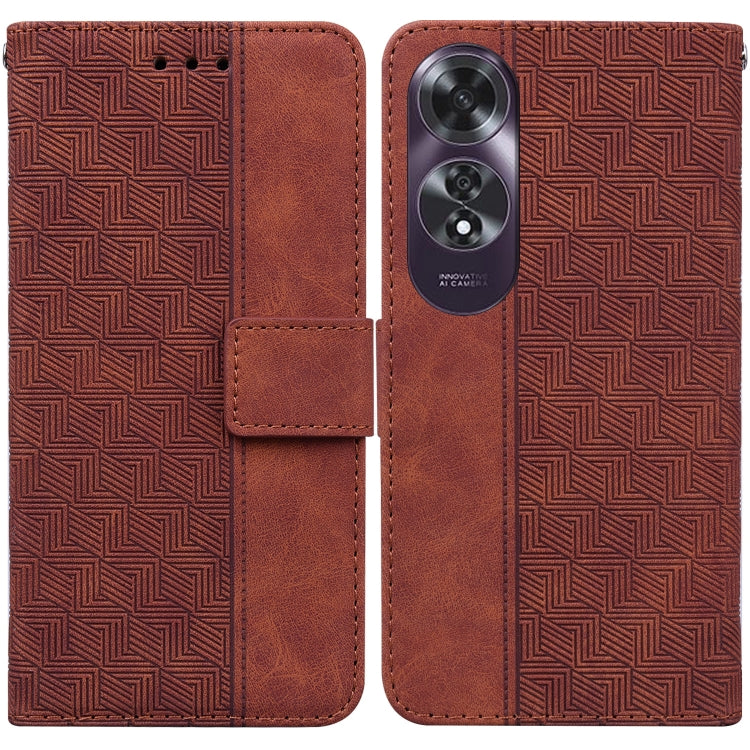 Custodia per telefono in pelle goffrata geometrica, For OPPO Reno12 Pro 5G Global, For OPPO Reno12 5G Global, For OPPO K12x, For OPPO A60 4G