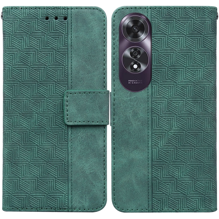 Custodia per telefono in pelle goffrata geometrica, For OPPO Reno12 Pro 5G Global, For OPPO Reno12 5G Global, For OPPO K12x, For OPPO A60 4G