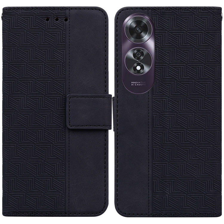 Custodia per telefono in pelle goffrata geometrica, For OPPO Reno12 Pro 5G Global, For OPPO Reno12 5G Global, For OPPO K12x, For OPPO A60 4G