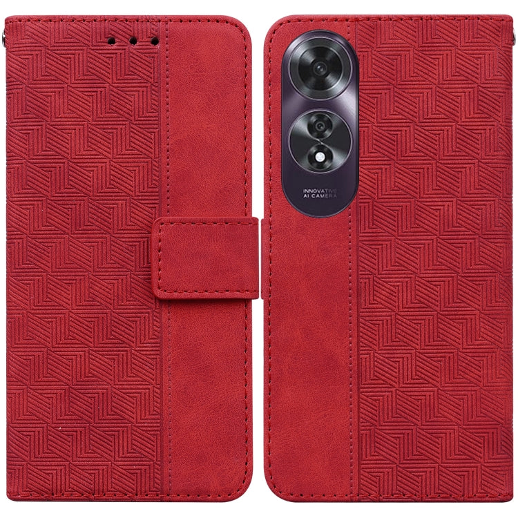 Custodia per telefono in pelle goffrata geometrica, For OPPO Reno12 Pro 5G Global, For OPPO Reno12 5G Global, For OPPO K12x, For OPPO A60 4G