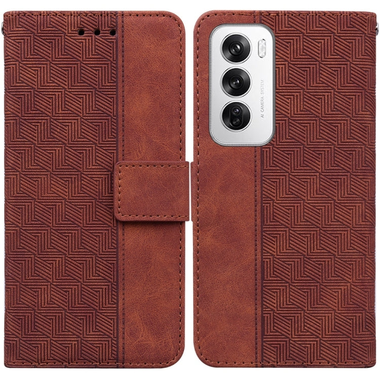 Custodia per telefono in pelle goffrata geometrica, For OPPO Reno12 Pro 5G Global, For OPPO Reno12 5G Global, For OPPO K12x, For OPPO A60 4G