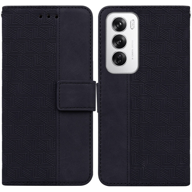 Custodia per telefono in pelle goffrata geometrica, For OPPO Reno12 Pro 5G Global, For OPPO Reno12 5G Global, For OPPO K12x, For OPPO A60 4G
