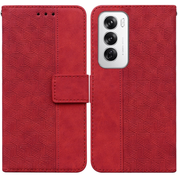 Custodia per telefono in pelle goffrata geometrica, For OPPO Reno12 Pro 5G Global, For OPPO Reno12 5G Global, For OPPO K12x, For OPPO A60 4G