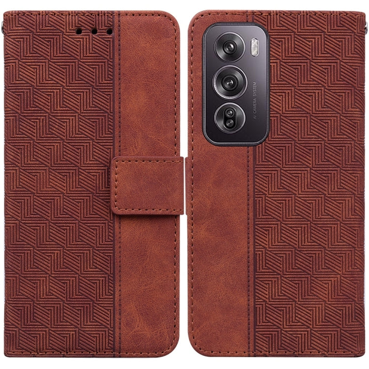 Custodia per telefono in pelle goffrata geometrica, For OPPO Reno12 Pro 5G Global, For OPPO Reno12 5G Global, For OPPO K12x, For OPPO A60 4G