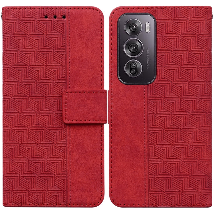 Custodia per telefono in pelle goffrata geometrica, For OPPO Reno12 Pro 5G Global, For OPPO Reno12 5G Global, For OPPO K12x, For OPPO A60 4G