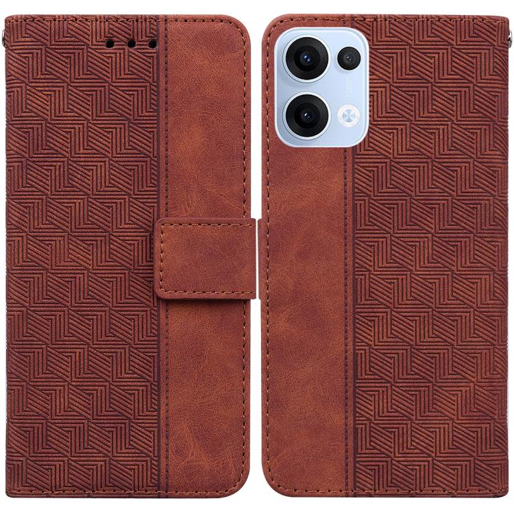 Custodia per telefono in pelle goffrata geometrica, For OPPO Reno13 Pro Global, For OPPO Reno13 Global, For OPPO Reno13 F 4G / 5G, For OPPO Reno12 F 5G