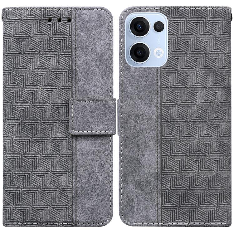 Custodia per telefono in pelle goffrata geometrica, For OPPO Reno13 Pro Global, For OPPO Reno13 Global, For OPPO Reno13 F 4G / 5G, For OPPO Reno12 F 5G