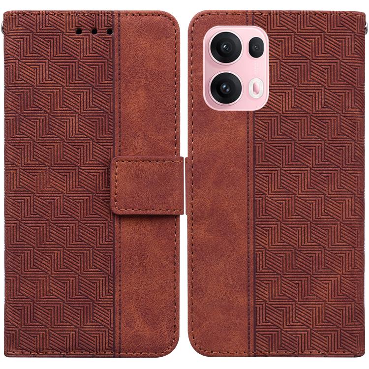 Custodia per telefono in pelle goffrata geometrica, For OPPO Reno13 Pro Global, For OPPO Reno13 Global, For OPPO Reno13 F 4G / 5G, For OPPO Reno12 F 5G