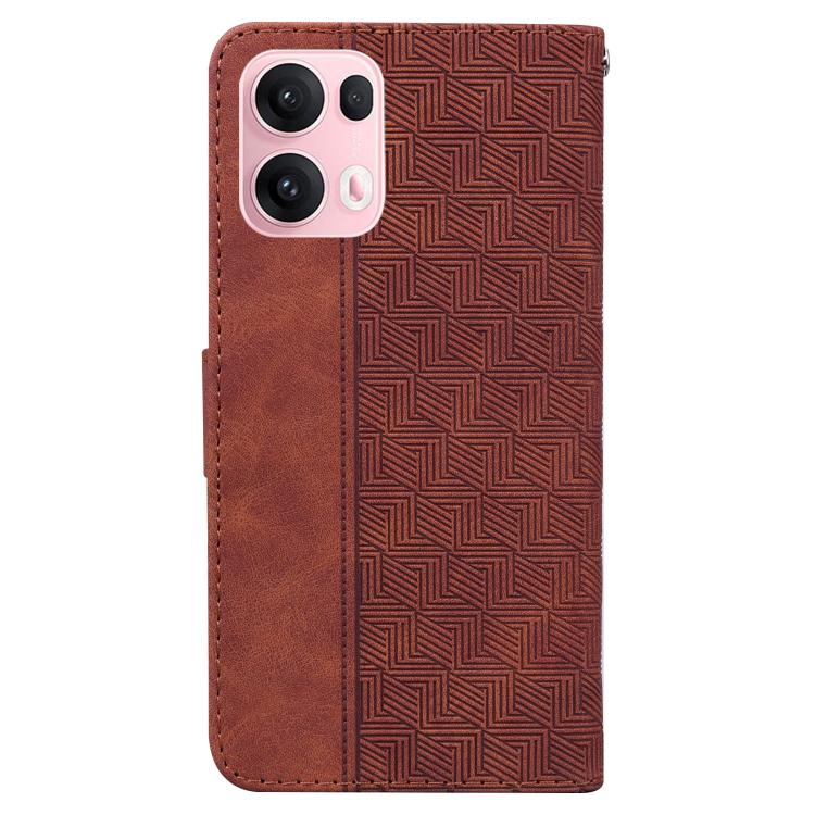 Custodia per telefono in pelle goffrata geometrica, For OPPO Reno13 Pro Global, For OPPO Reno13 Global, For OPPO Reno13 F 4G / 5G, For OPPO Reno12 F 5G
