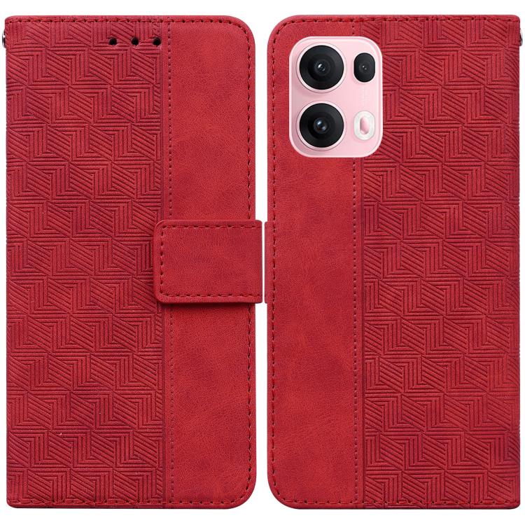 Custodia per telefono in pelle goffrata geometrica, For OPPO Reno13 Pro Global, For OPPO Reno13 Global, For OPPO Reno13 F 4G / 5G, For OPPO Reno12 F 5G