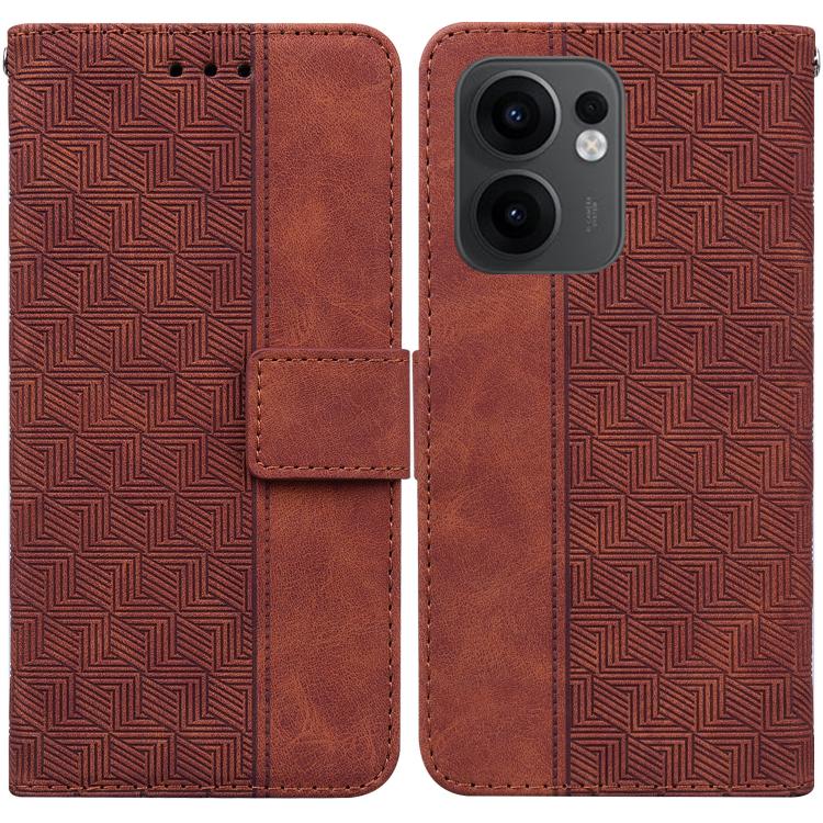 Custodia per telefono in pelle goffrata geometrica, For OPPO Reno13 Pro Global, For OPPO Reno13 Global, For OPPO Reno13 F 4G / 5G, For OPPO Reno12 F 5G