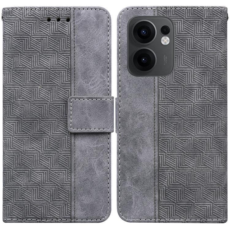 Custodia per telefono in pelle goffrata geometrica, For OPPO Reno13 Pro Global, For OPPO Reno13 Global, For OPPO Reno13 F 4G / 5G, For OPPO Reno12 F 5G