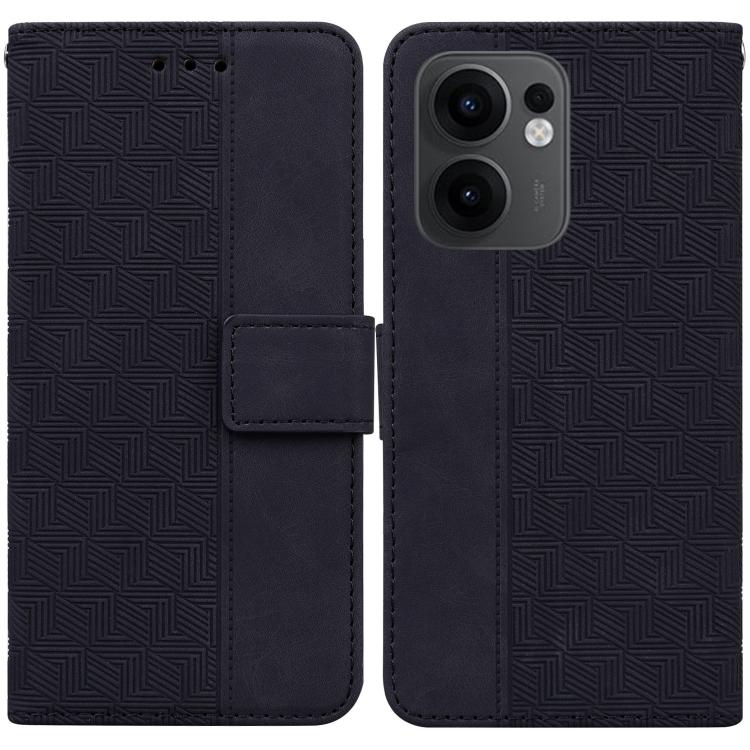 Custodia per telefono in pelle goffrata geometrica, For OPPO Reno13 Pro Global, For OPPO Reno13 Global, For OPPO Reno13 F 4G / 5G, For OPPO Reno12 F 5G