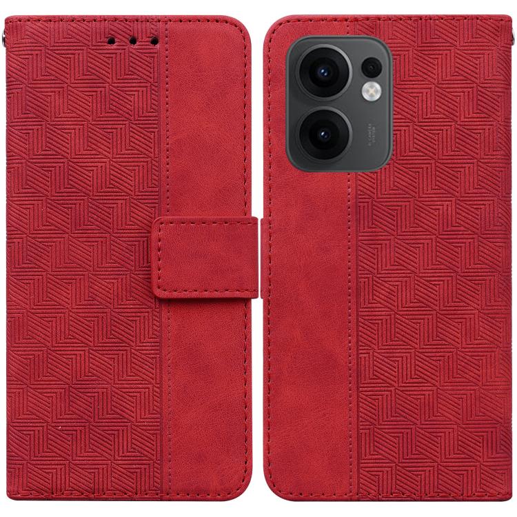 Custodia per telefono in pelle goffrata geometrica, For OPPO Reno13 Pro Global, For OPPO Reno13 Global, For OPPO Reno13 F 4G / 5G, For OPPO Reno12 F 5G