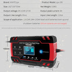 ANHTCzyx 12V 8A / 24V 4A Caricabatterie per auto Caricabatteria per moto Tipo di riparazione batteria AGM, US Plug (Red), EU Plug (Red), UK Plug (Red), AU Plug (Red)