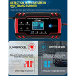ANHTCzyx 12V 8A / 24V 4A Caricabatterie per auto Caricabatteria per moto Tipo di riparazione batteria AGM, US Plug (Red), EU Plug (Red), UK Plug (Red), AU Plug (Red)