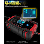 ANHTCzyx 12V 8A / 24V 4A Caricabatterie per auto Caricabatteria per moto Tipo di riparazione batteria AGM, US Plug (Red), EU Plug (Red), UK Plug (Red), AU Plug (Red)