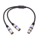 Cavo audio XLR 3 pin femmina a doppio maschio 50 cm