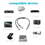 Cavo audio XLR 3 pin femmina a doppio maschio 50 cm